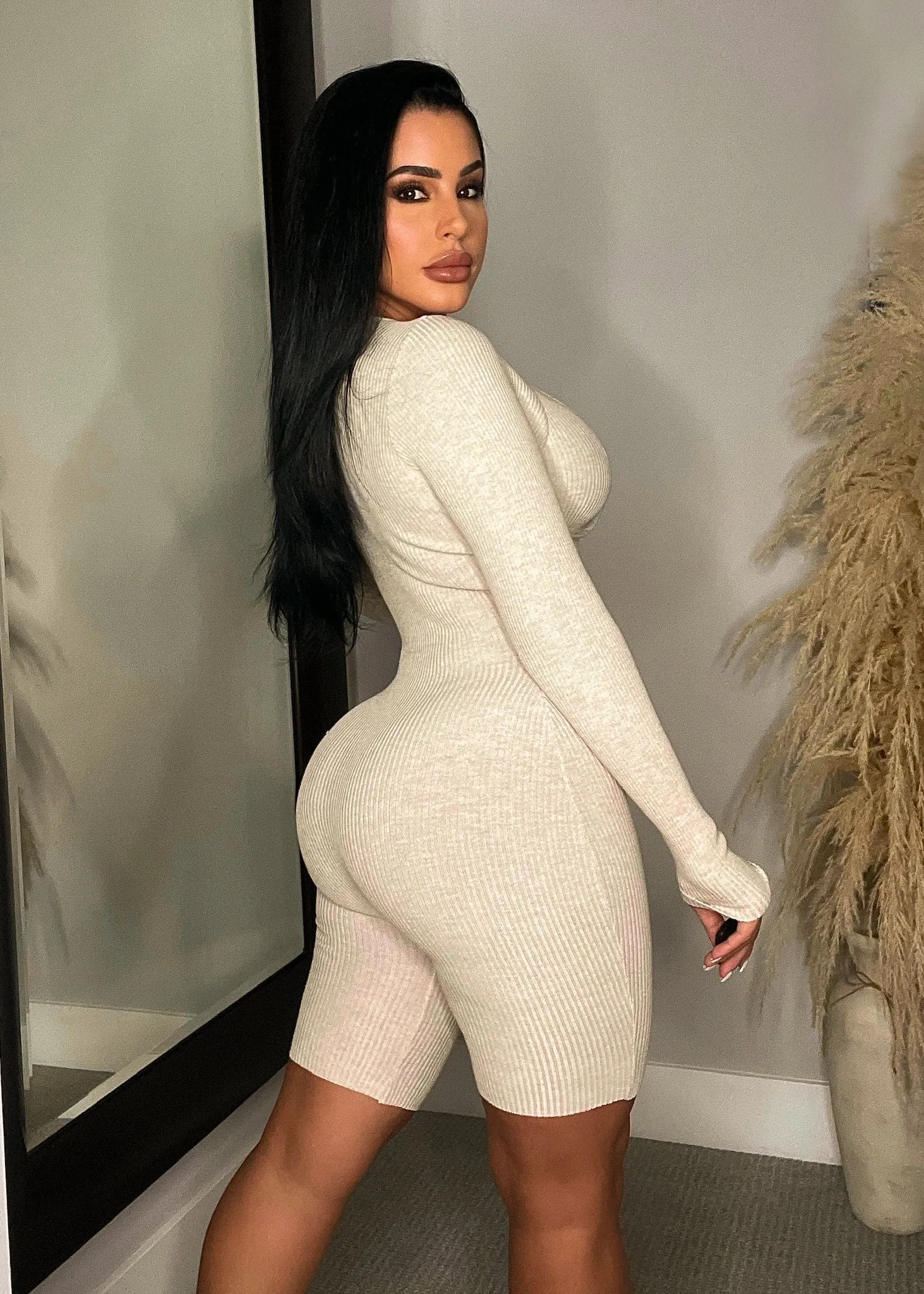 Your Distraction Ribbed Romper Nude