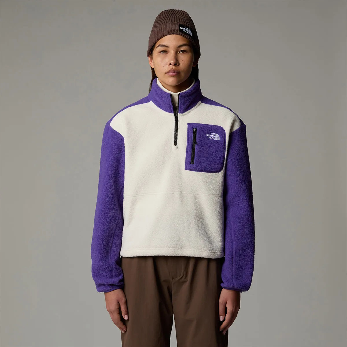 Yumiori Quarter Zip Fleece Jacket - White/Purple